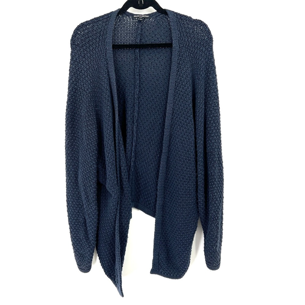 Brandy Melville navy blue‎ cocoon wrap open front cardigan sweater loose knit OS